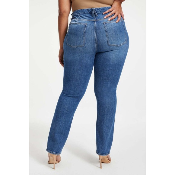 Good American Good Icon 90s Denim Jean 16 Straight High Rise Distress Light Blue - Picture 3 of 6